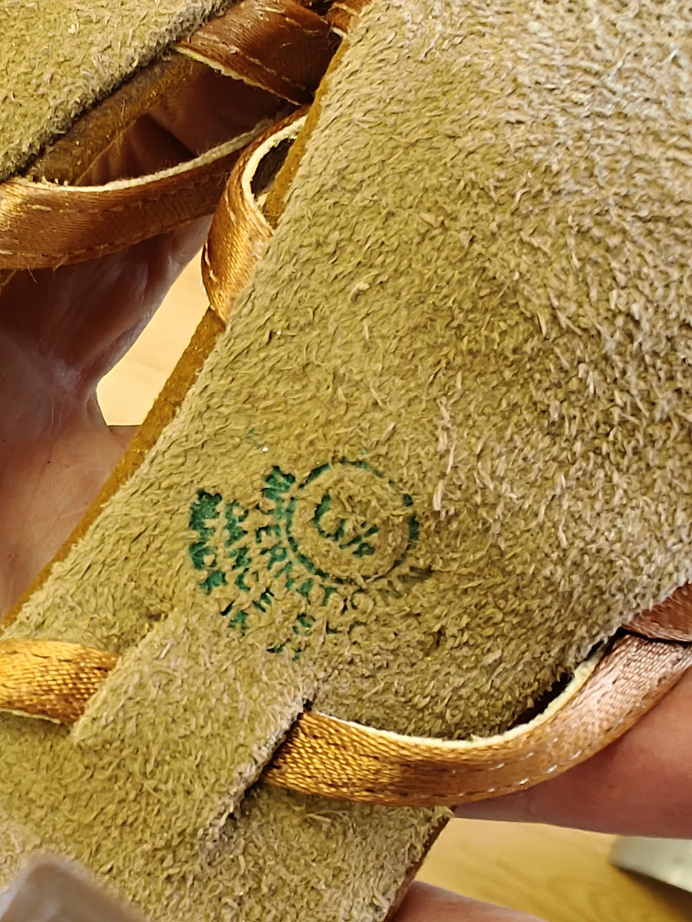 International Dance Shoes Tan Suede Sandals with Copper Straps